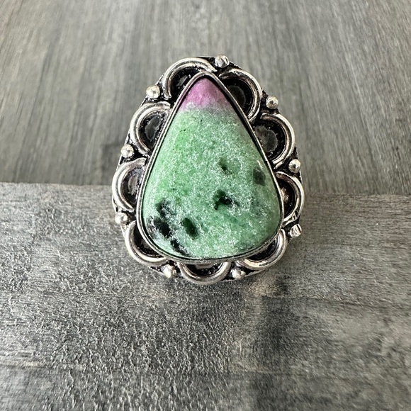 Ruby Zoisite 925 Stamped Ring - Picture 1 of 8